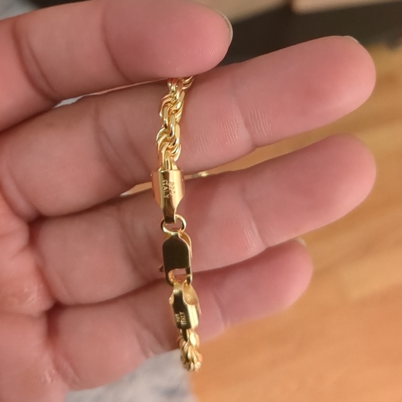 Silver 925 Gold Plated Rope 100 Bracelet 4.4mm - CH395 GP - Picture 2 of 2